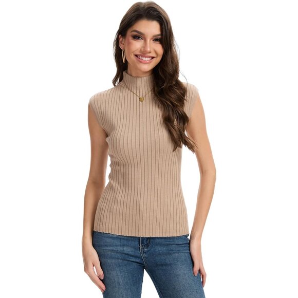 Sleeveless Knit Vest for Women Cotton Blend Slim Fit Everyday Fashion - Picture 4 of 7